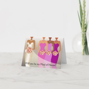 Will you be my Maid of Honour? Bridal Party purple Invitation