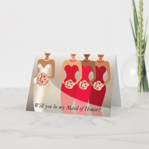 Will you be my Maid of Honour? Bridal Party   red Invitation