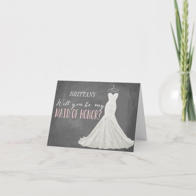 Will You Be My Maid Of Honour | Bridesmaid Invitation (Front)