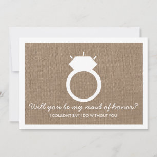 Will You Be My Maid Of Honour? Burlap Ring Card