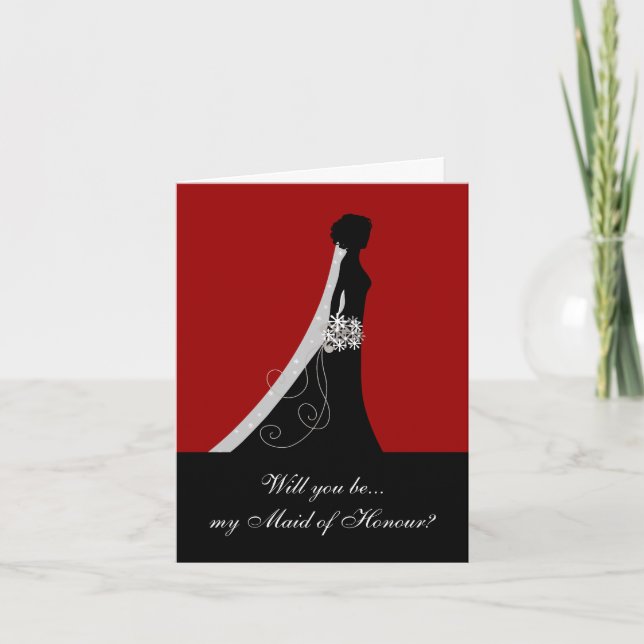 Will You Be My Maid of Honour? Cards Red (Front)
