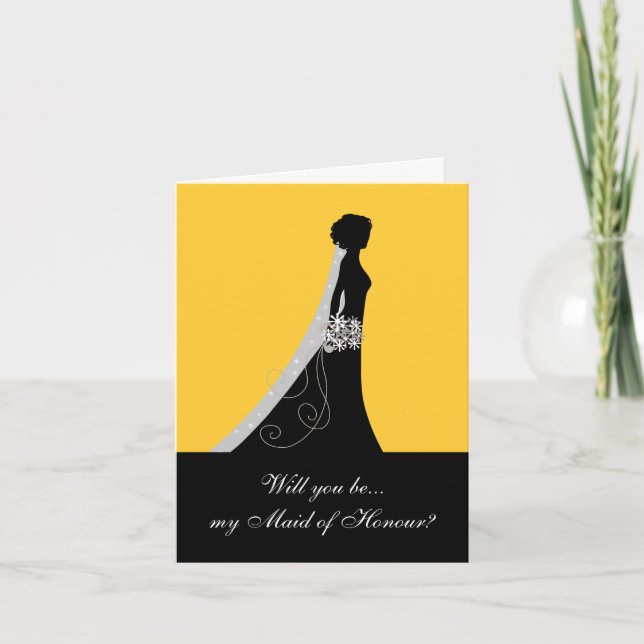 Will You Be My Maid of Honour? Cards Yellow (Front)