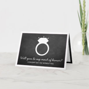 Will You Be My Maid Of Honour? Chalkboard Ring Car Invitation