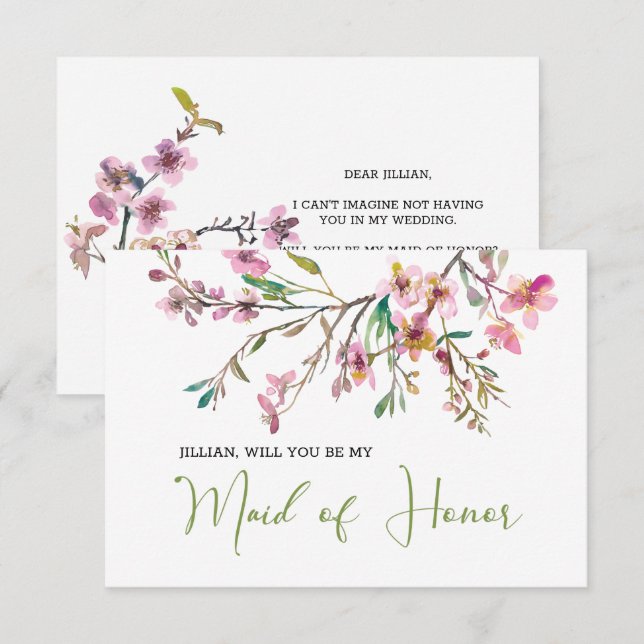 Will You Be My Maid of Honour Cherry Blossom  (Front/Back)
