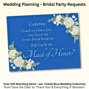 Will You Be My Maid of Honour? Cobalt Blue & White