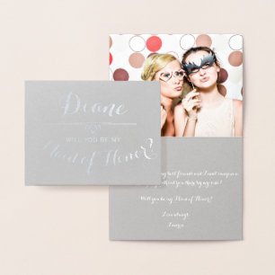 Will You Be My Maid of Honour Cursive Personalized Foil Card