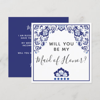 Will You Be My Maid of Honour? Delfts Blauw Delft Invitation