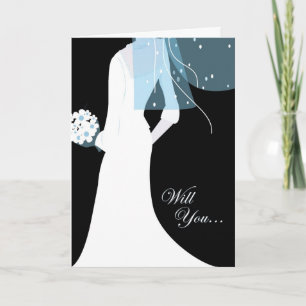 will you be my maid of honour? : elegant bride invitation
