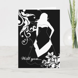 will you be my maid of honour? : elegant silhouett invitation
