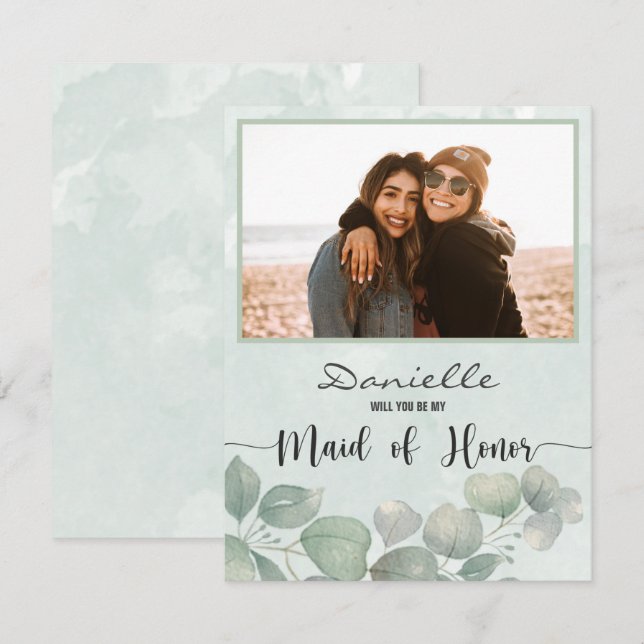 Will You Be My Maid of Honour Eucalyptus (Front/Back)