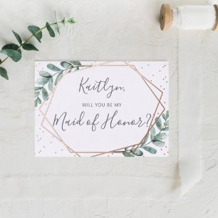 Will You Be My Maid Of Honour Eucalyptus Geometric