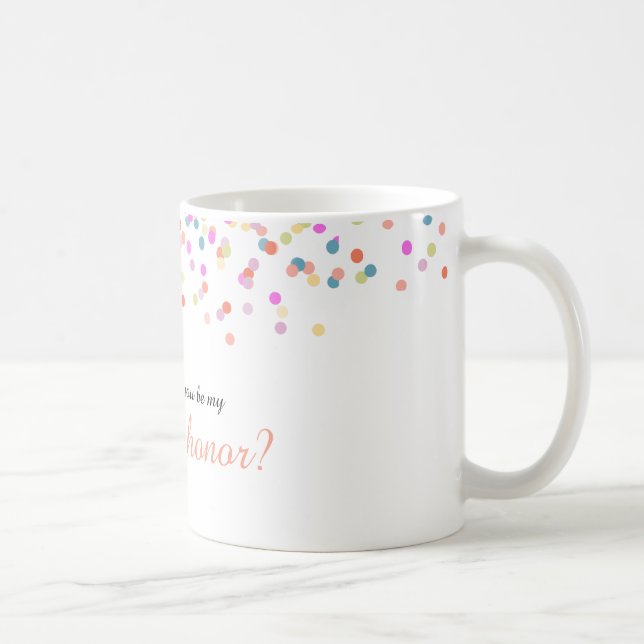 Will you Be my Maid of Honour Festive Confetti Coffee Mug (Right)