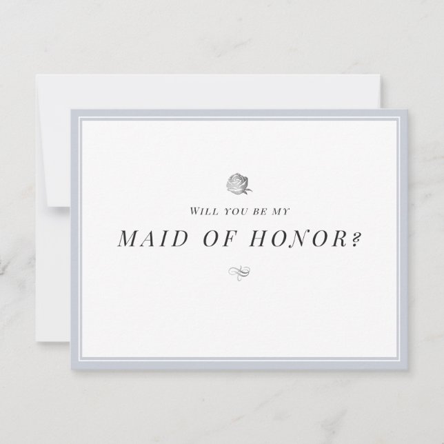 Will you be my maid of honour floral minimalist invitation (Front)
