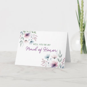 Will You be my Maid of Honour   Floral Wedding Card