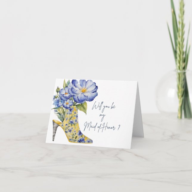 "Will You Be My Maid of Honour?"Folded Bridal Part Card (Front)