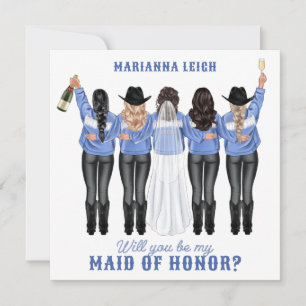 Will You Be My Maid of Honour? Girls in Denim Invitation