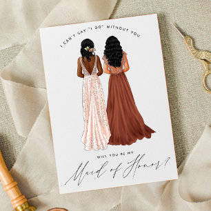 Will You Be My Maid of Honour? Girls in Gowns Invi Invitation