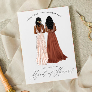 Will You Be My Maid of Honour? Girls in Gowns Invi Invitation