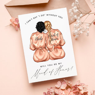 Will You Be My Maid of Honour? Girls In Silk Robes Invitation