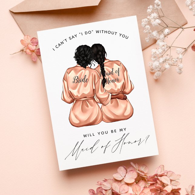 Will You Be My Maid of Honour? Girls In Silk Robes Invitation (Creator Uploaded)