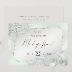 Will You Be My Maid of Honour Honeydew Shimmer Invitation