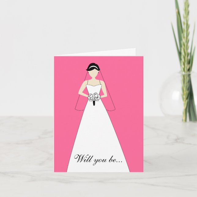 Will You Be My Maid of Honour? Hot Pink Invitation (Front)