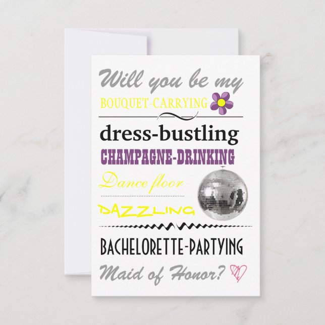"Will you be my Maid of Honour?" Invitation (Front)