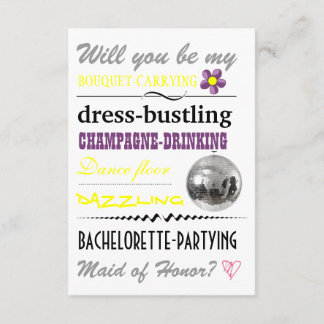 "Will you be my Maid of Honour?" Invitation