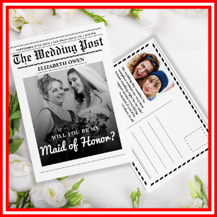 Will You Be My Maid of Honour Newspaper Proposal  Invitation