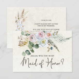 Will You Be My Maid of Honour Pastel Boho Neutral 