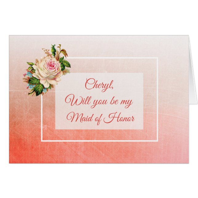 Will you be my Maid of Honour Personalized Card (Front Horizontal)