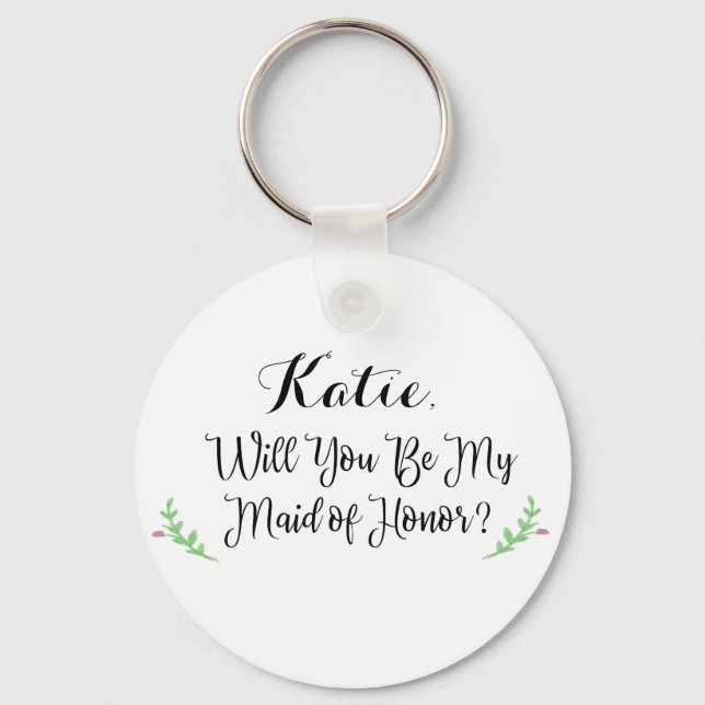 Will You Be My Maid of Honour Personalized Keychai Keychain (Front)