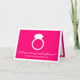 Will You Be My Maid Of Honour? Pink Ring Card