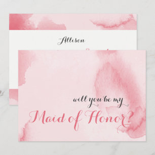 Will you be my Maid of Honour Pink Watercolor Invitation