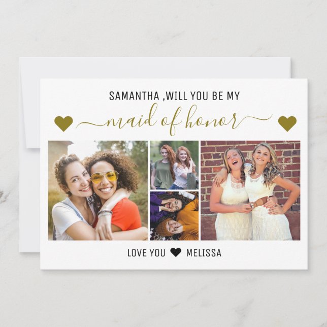 Will You Be My Maid Of Honour Proposal 4 Photo   Invitation (Front)
