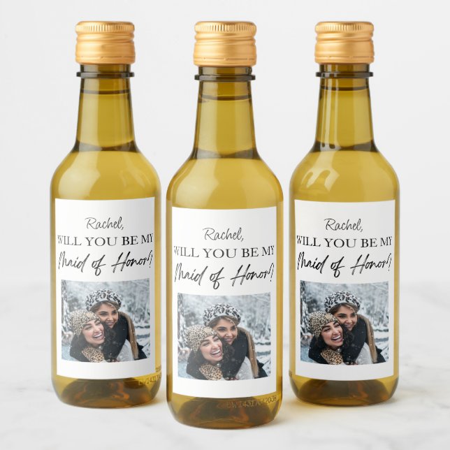 Will You Be My Maid of Honour Proposal Custom Phot Wine Label (Bottles)