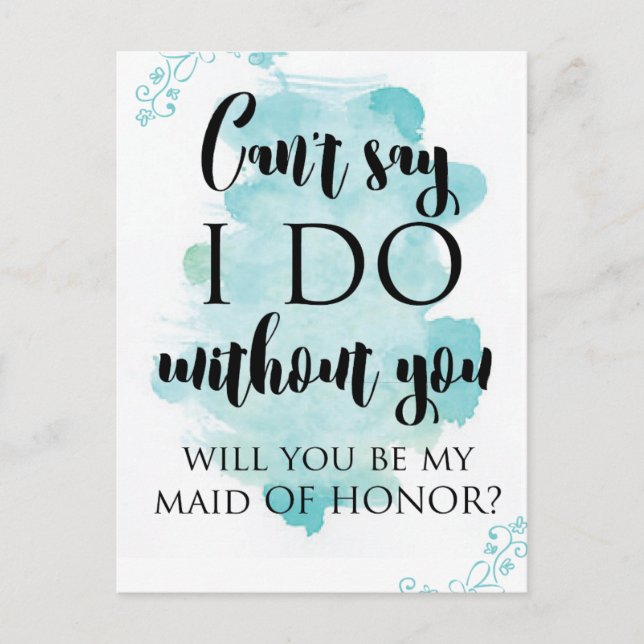 Will you be my maid of honour question card (Front)