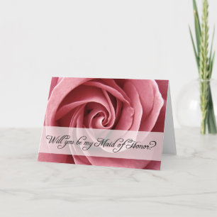 will you be my maid of honour? : rose invitation