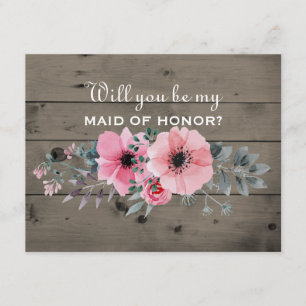 Will You Be My Maid of Honour Rustic Maid of Hono Invitation