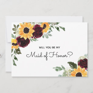 Will You Be My Maid of Honour Sunflower Proposal Invitation