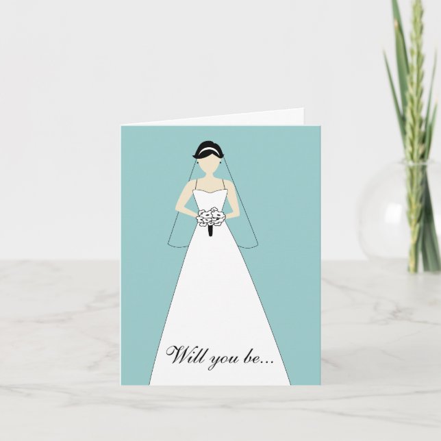 Will You Be My Maid of Honour? White Blue Invitation (Front)