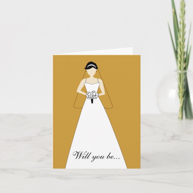Will You Be My Maid of Honour? White Gold Invitation (Front)