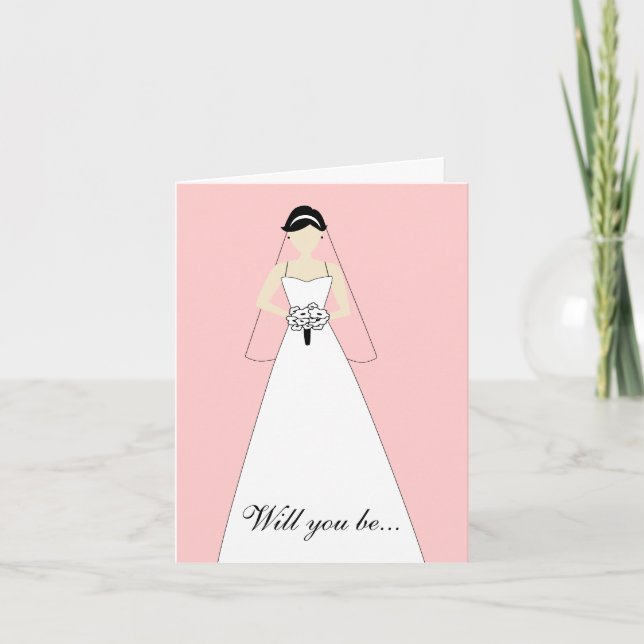 Will You Be My Maid of Honour? White Pink Invitation (Front)