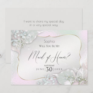 Will You Be My Maid of Honour Wispy Pink Shimmer Invitation