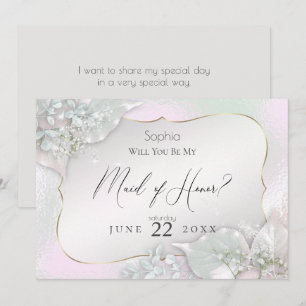 Will You Be My Maid of Honour Wispy Pink Shimmer Invitation