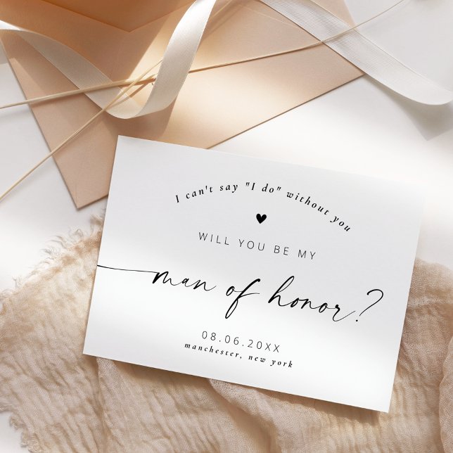 Will you be my Man of Honour Modern Elegant Script Invitation (Creator Uploaded)