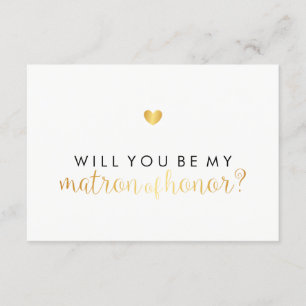 WIll You Be My Matron - Gold Heart Script Fab Invitation