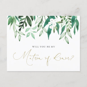 "Will you be my matron of honor?" proposal card