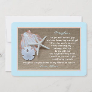 Will You Be My Matron of Honour Beach Blue Invitation