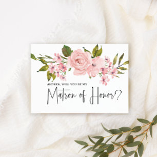 Will You Be My Matron of Honour Blush Pink Roses